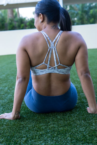 Buttery Soft Sports Bra - Marble – Alpha Woman Activewear